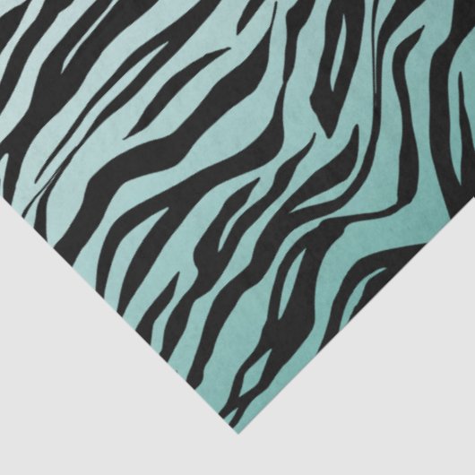 Girly Mint Ombre Zwart Zebra Print Tissuepapier (Detail)