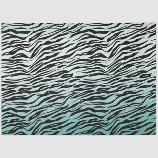 Girly Mint Ombre Zwart Zebra Print Tissuepapier (Voorkant)