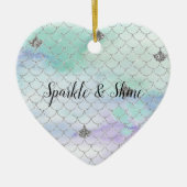 Girly Mint Paarse Silver Glitter Zeemeermin Keramisch Ornament (Voorkant)