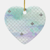 Girly Mint Paarse Silver Glitter Zeemeermin Keramisch Ornament (Achterkant)