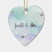 Girly Mint Paarse Silver Glitter Zeemeermin Keramisch Ornament (Links)
