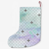 Girly Mint Paarse Silver Glitter Zeemeermin Kleine Kerstsok (Achterkant)