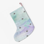 Girly Mint Paarse Silver Glitter Zeemeermin Kleine Kerstsok (Achterkant (Hangend))