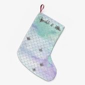 Girly Mint Paarse Silver Glitter Zeemeermin Kleine Kerstsok (Voorkant (Hangend))