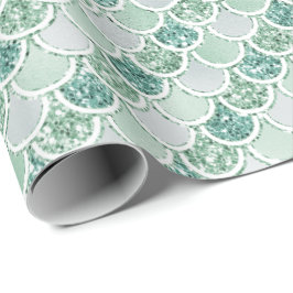 Girly Mint Pearl Mermaid Glitter Cadeaupapier