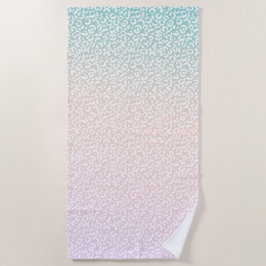 Girly Mint Perzik Roze Paarse Witte Luipaard Print Strandlaken