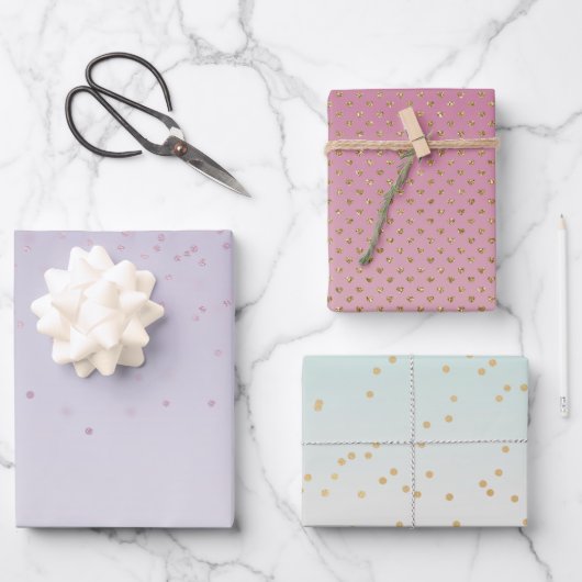 Girly Mint Pink Lavender Ombre Gold Glam Inpakpapier Vel (Voorkant)