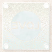 Girly Mint Waterverf Gold Leopard Print Liefde Glazen Onderzetter (Achterkant)