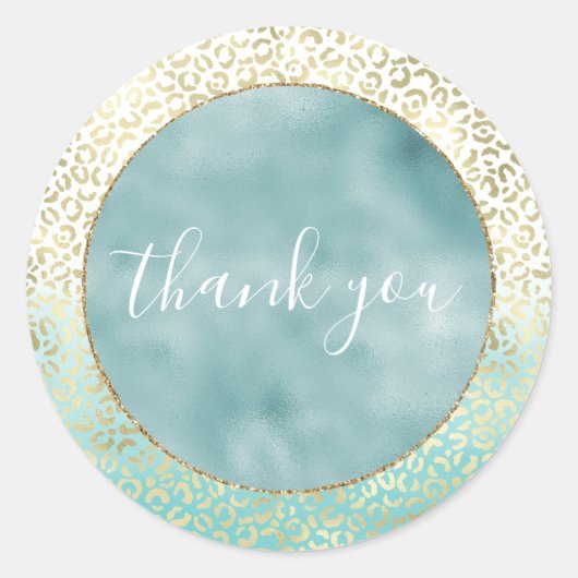 Girly Mint Waterverf Gold Leopard Print Ronde Sticker (Voorkant)