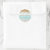 Girly Mint Waterverf Ombre Gold Glitzy Glitter Ronde Sticker (Tas)