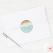 Girly Mint Waterverf Ombre Gold Glitzy Glitter Ronde Sticker (Envelop)