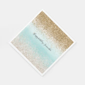 Girly Mint Waterverf Ombre Gold Glitzy Glitter Servet (Hoek)