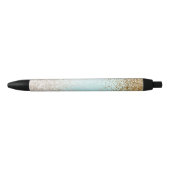 Girly Mint Waterverf Ombre Gold Glitzy Glitter Zwarte Inkt Pen (Voorkant)