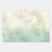 Girly Mint Waterverf Ombre Gold Leopard Print Inpakpapier Vel (Voorkant)
