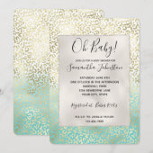 Girly Mint Waterverf Ombre Gold Leopard Print Kaart (Voorkant / Achterkant)