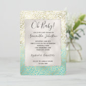 Girly Mint Waterverf Ombre Gold Leopard Print Kaart (Staand voorkant)