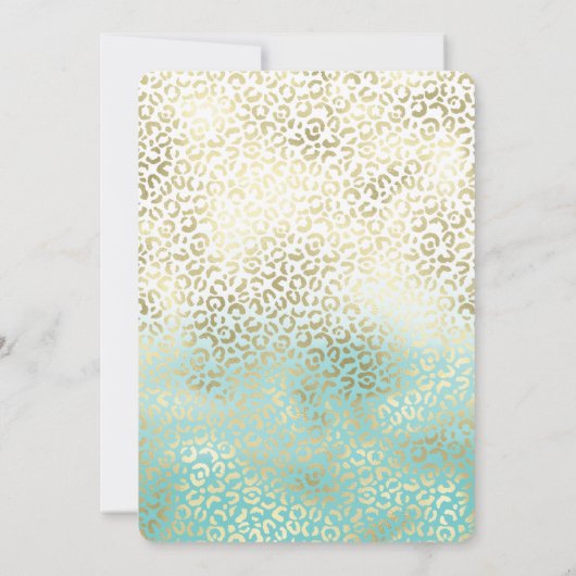 Girly Mint Waterverf Ombre Gold Leopard Print Kaart (Achterkant)
