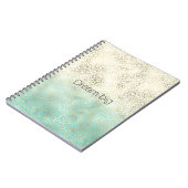 Girly Mint Waterverf Ombre Gold Leopard Print Notitieboek (Linkerzijde)