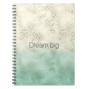 Girly Mint Waterverf Ombre Gold Leopard Print Notitieboek