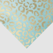 Girly Mint Waterverf Ombre Gold Leopard Print Tissuepapier (Detail)