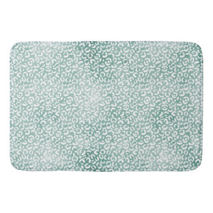 Girly Mint White Leopard Print Badmat