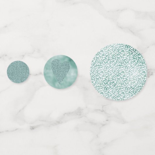 Girly Mint White Leopard Print Confetti (Voorkanten)
