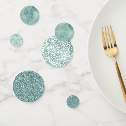 Girly Mint White Leopard Print Confetti (Groep)