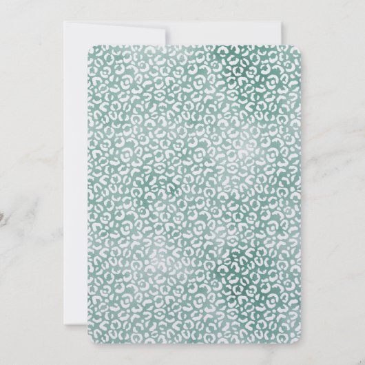 Girly Mint White Leopard Print Kaart (Achterkant)