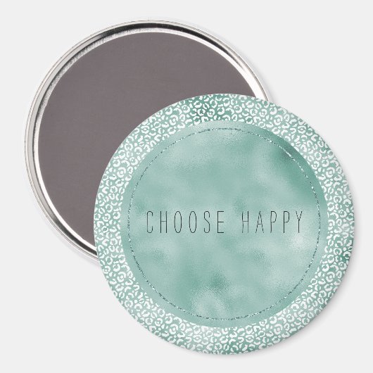 Girly Mint White Leopard Print Magneet (Voorkant / Achterkant)