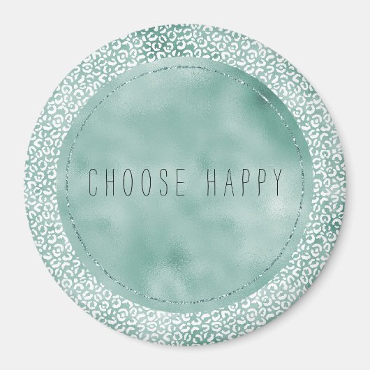 Girly Mint White Leopard Print Magneet (Voorkant)