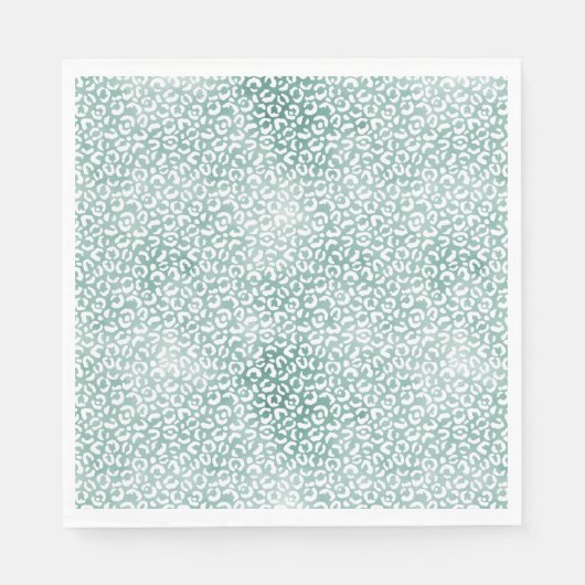 Girly Mint White Leopard Print Servet (Voorkant)