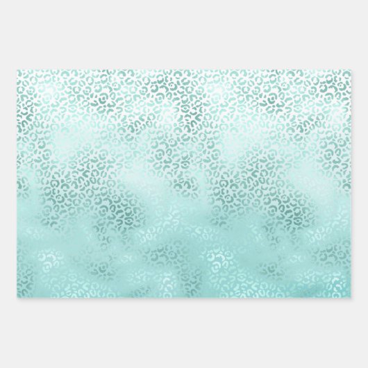 Girly Mint Witte Glam Ombre Luipaard Print Inpakpapier Vel (Voorkant 2)