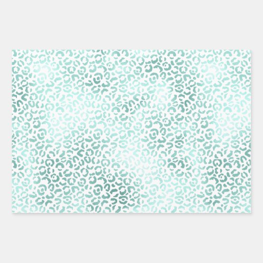 Girly Mint Witte Glam Ombre Luipaard Print Inpakpapier Vel (Voorkant)