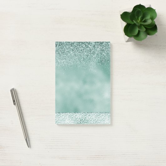 Girly Mint Witte Luipaard Print Glitter Post-it® Notes (Kantoor)