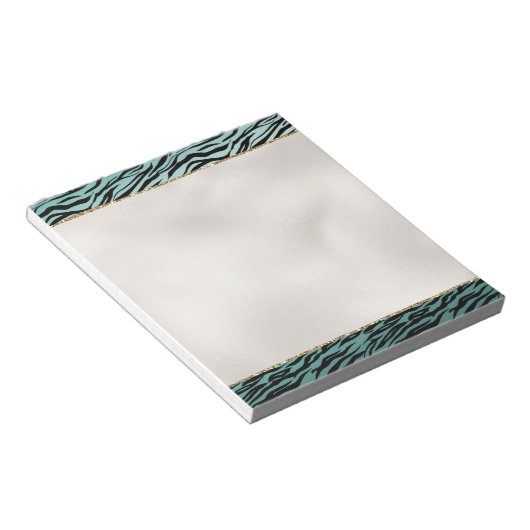 Girly Mint Zwart Zebra Print Ombre Notitieblok (Schuin)
