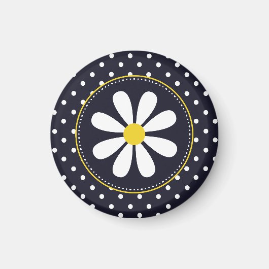 Girly Mod Daisies en Polka Dots Magneet (Voorkant)