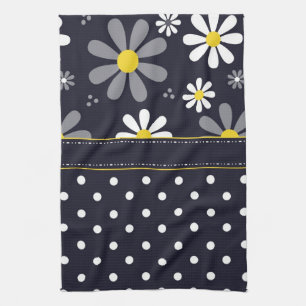 Girly Mod Daisies en Polka Dots Theedoek