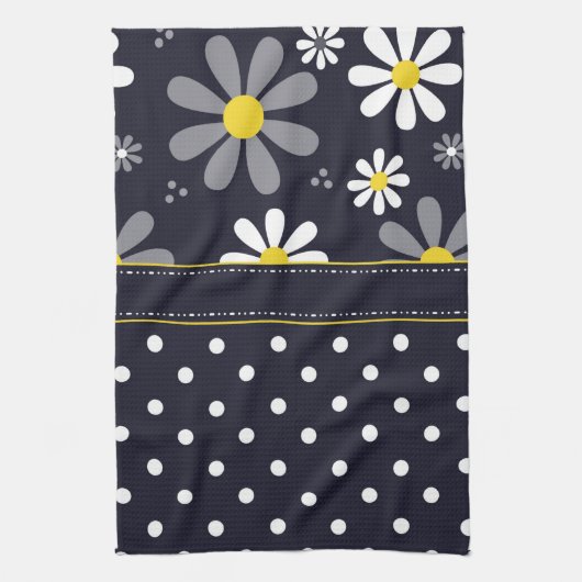 Girly Mod Daisies en Polka Dots Theedoek (Verticaal)