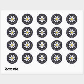 Girly Mod Daisy en Polka Dots Ronde Sticker (Vel)