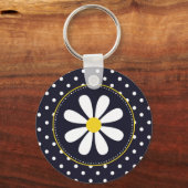 Girly Mod Daisy en Polka Dots Sleutelhanger (Voorkant)