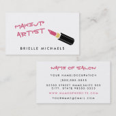 Girly Mod Roze Lipstick Make-up Artiest Visitekaartje (Voorkant / Achterkant)