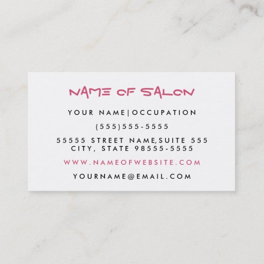 Girly Mod Roze Lipstick Make-up Artiest Visitekaartje (Achterkant)