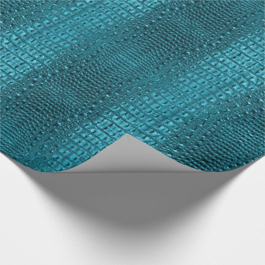 girly mode turquoise blauw alligatorleer cadeaupapier (Hoek)