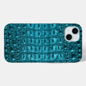 girly mode turquoise blauw alligatorleer Case-Mate iPhone case (Achterkant (horizontaal))