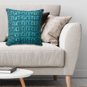 girly mode turquoise blauw alligatorleer kussen