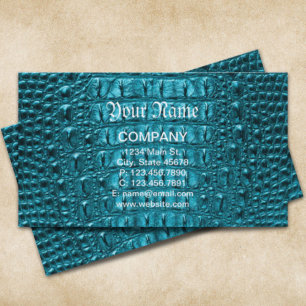 girly mode turquoise blauw alligatorleer visitekaartje