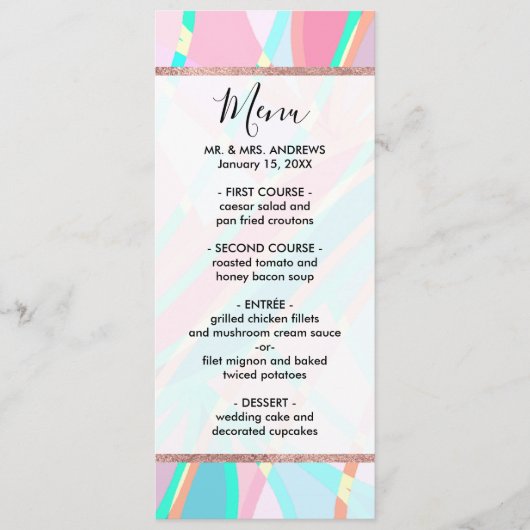 Girly Modern Abstract geometrisch patroon Menu (Voorkant)