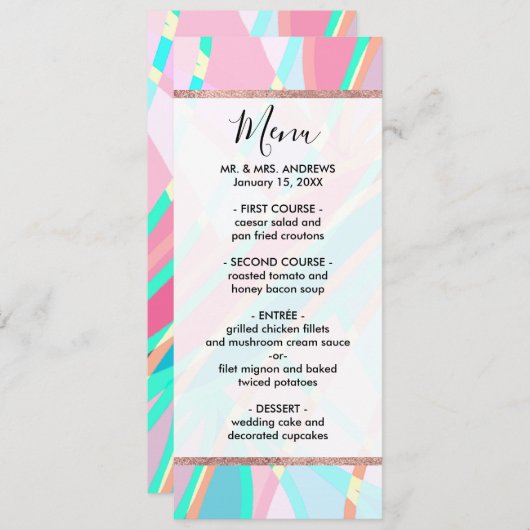 Girly Modern Abstract geometrisch patroon Menu (Voorkant / Achterkant)