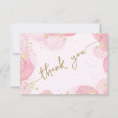 Girly Modern Abstract Roze Ink Faux Gold Glitter Bedankkaart (Voorkant)