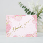 Girly Modern Abstract Roze Ink Faux Gold Glitter Bedankkaart (Staand voorkant)
